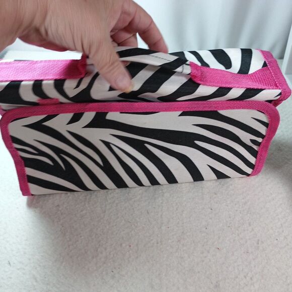 Women’s Hanging Toiletry Travel Bag Zebra Stripe Pink Interior Organizer - Picture 16 of 16